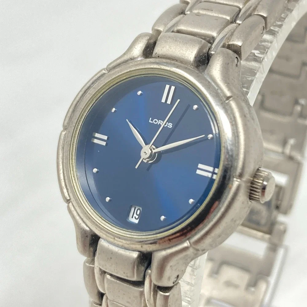 Lorus Watch Women 24mm Silver Tone Date Blue Dial Matte WR New Battery 6.5